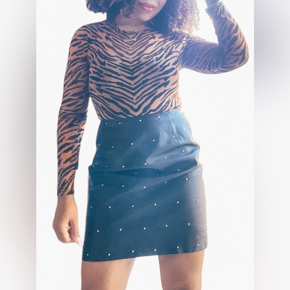 *100% Leather Vintage 80s David Benjamin Skirt - Picture 5 of 13